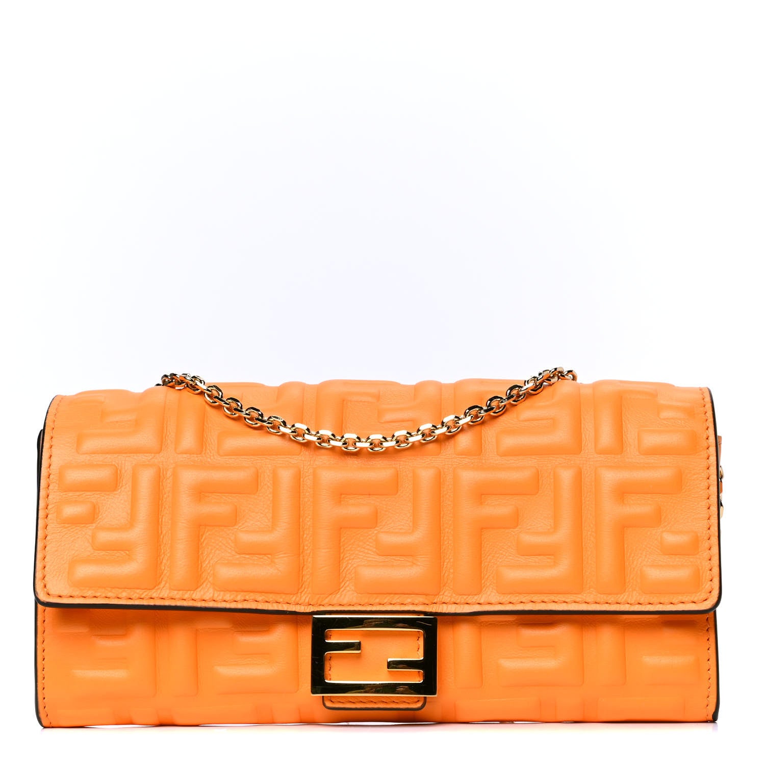 Fendi Nappa Matisse FF Embossed Continental Wallet On Chain Clementine 1 of 5
