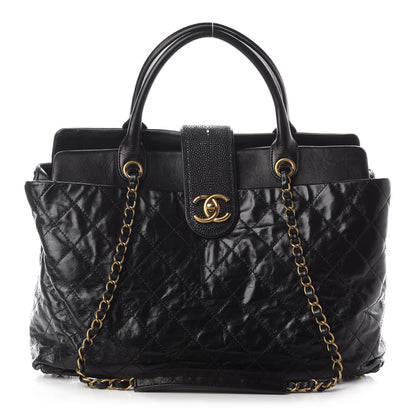 Chanel Glazed Calfskin Stingray Large Bindi CC Tote Black 1 of 11