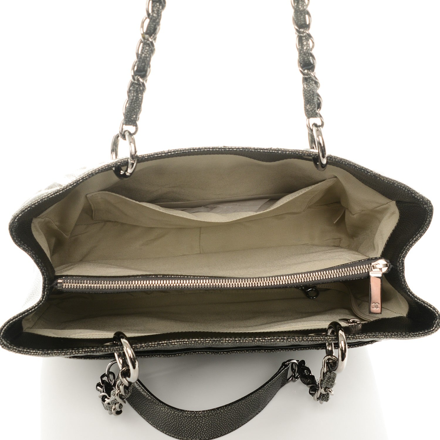 Chanel Metallic Caviar Quilted Grand Shopping Tote GST Dark Silver 5 of 6