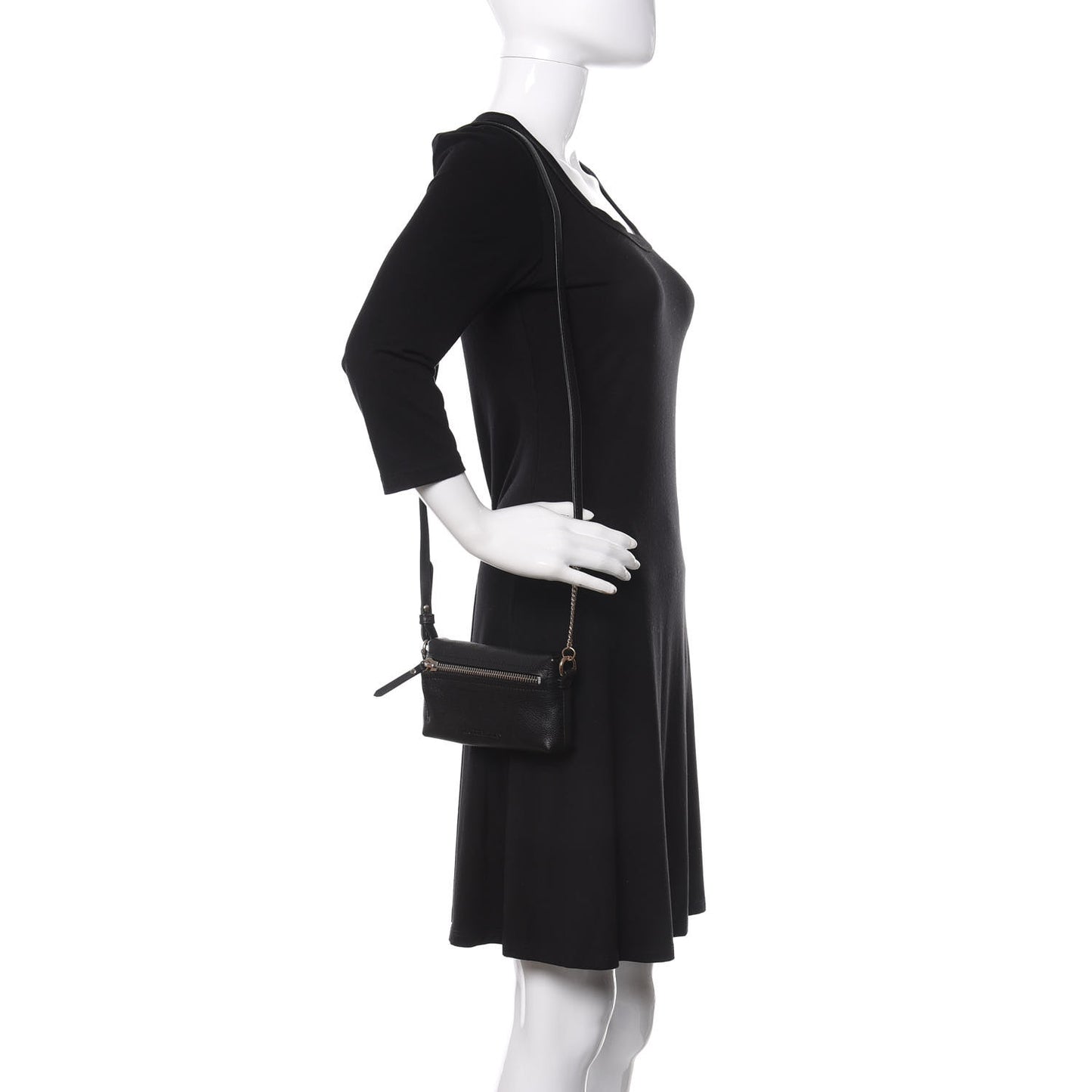 Grainy Calfskin Mini Rossett Bodybrit Biker Crossbody Black