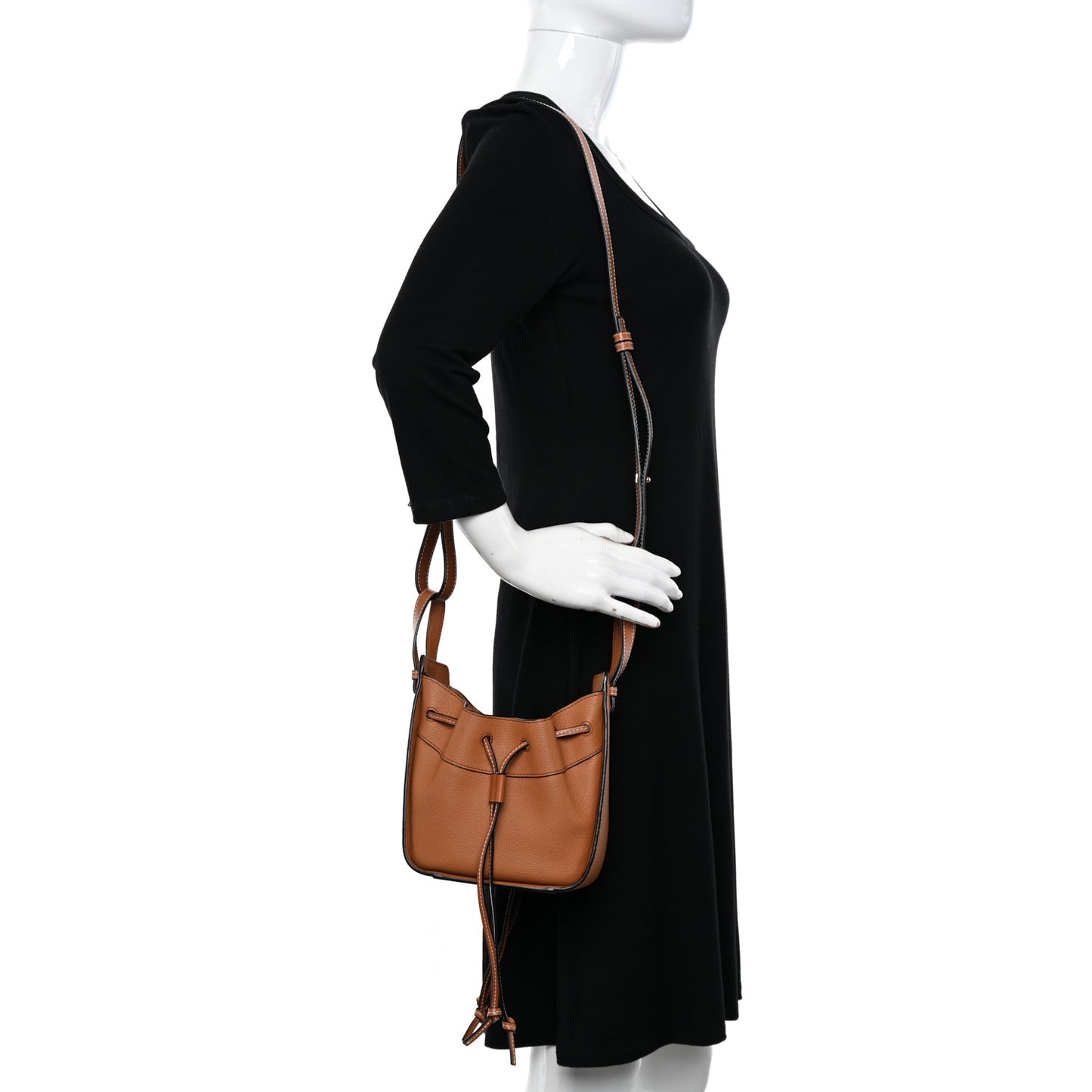 Grained Calfskin Mini Hammock Shoulder Bag Light Caramel