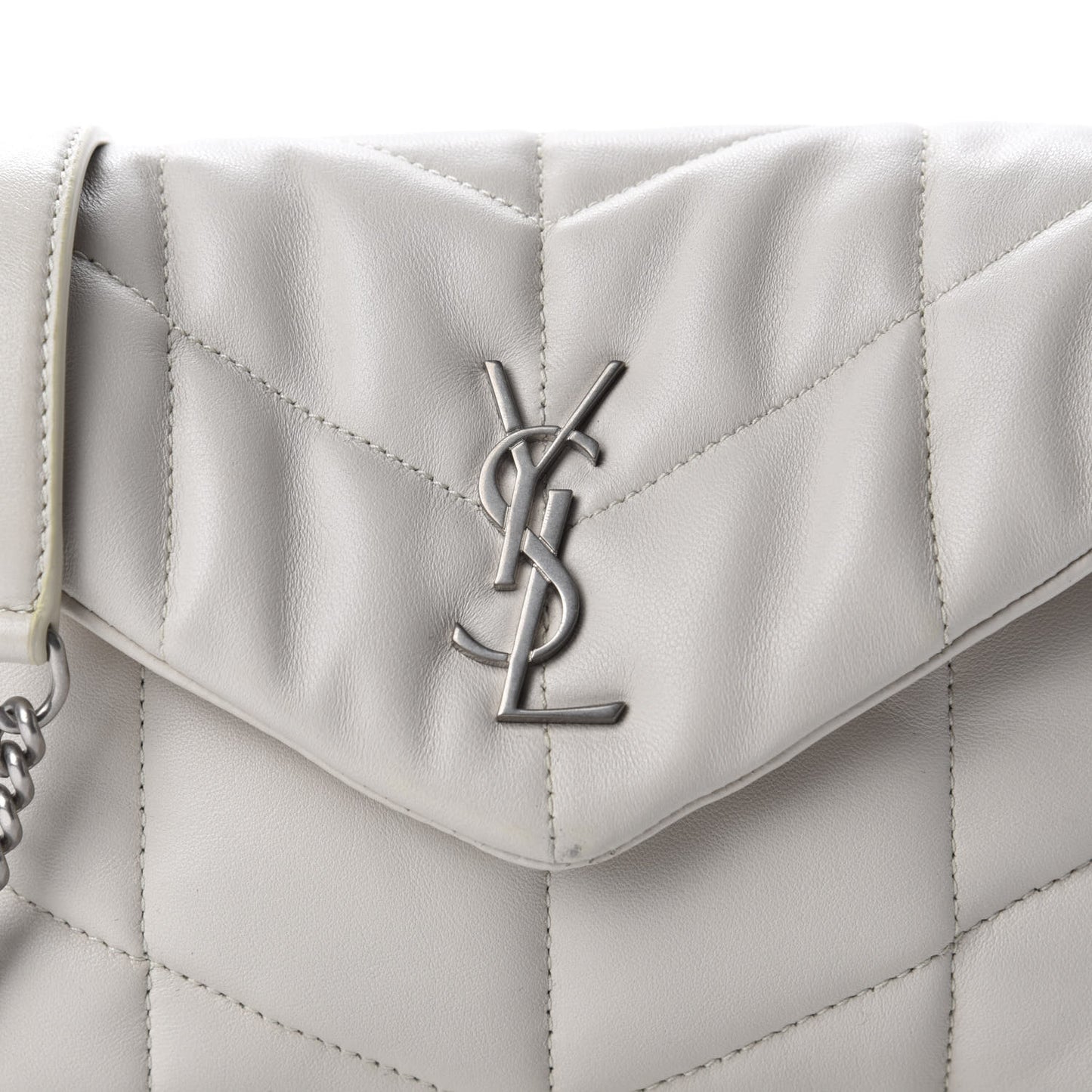 Lambskin Quilted Toy Loulou Puffer Monogram Chain Satchel Crema Soft