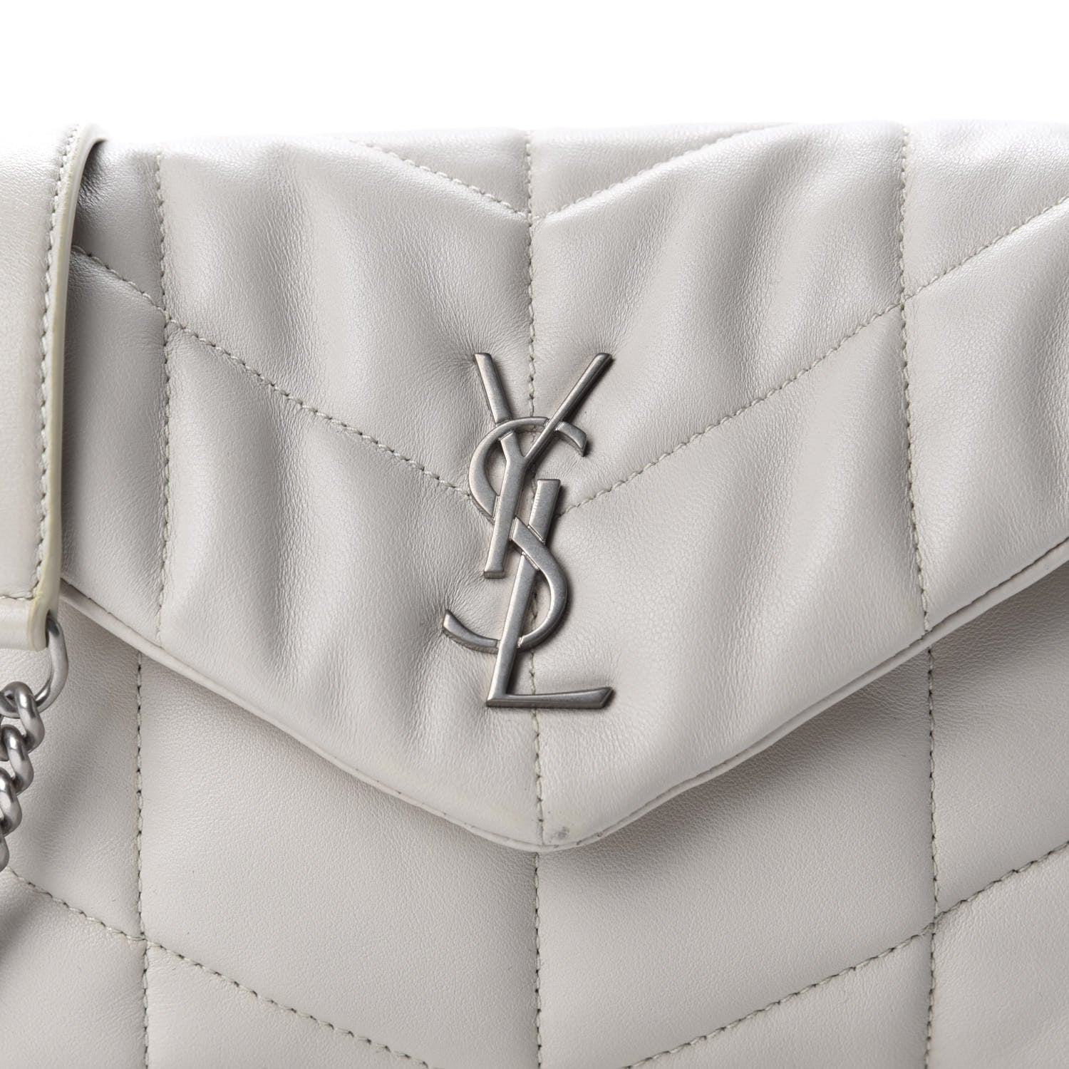 Saint Laurent Lambskin Quilted Toy Loulou Puffer Monogram Chain Satchel Crema Soft 12 of 13