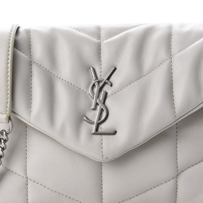 Saint Laurent Lambskin Quilted Toy Loulou Puffer Monogram Chain Satchel Crema Soft 12 of 13