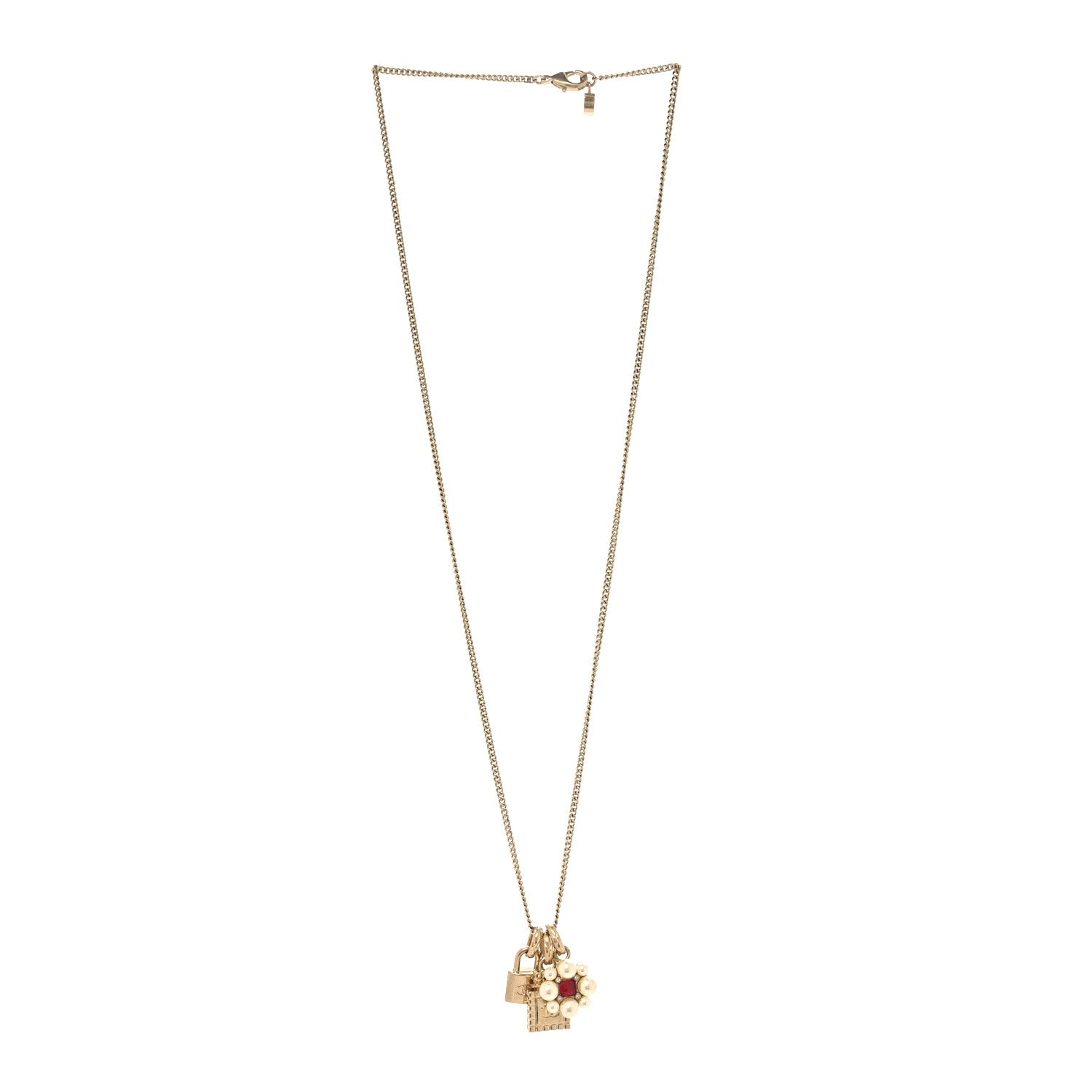 Chanel Metal 3 Charms Necklace Gold 3 of 6
