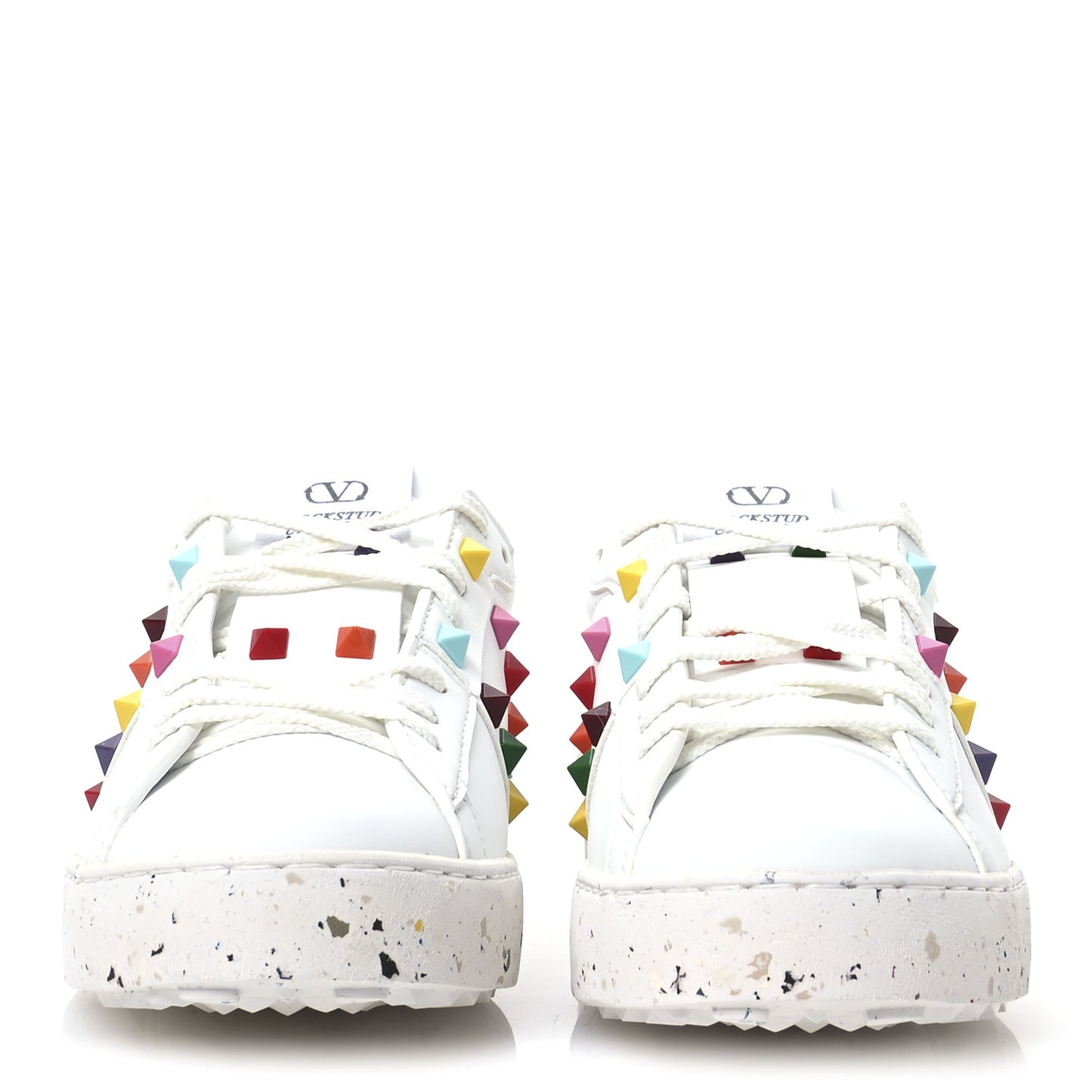 Vegan Leather Womens Rockstud Open for a Change Sneakers 37.5 White Multicolor