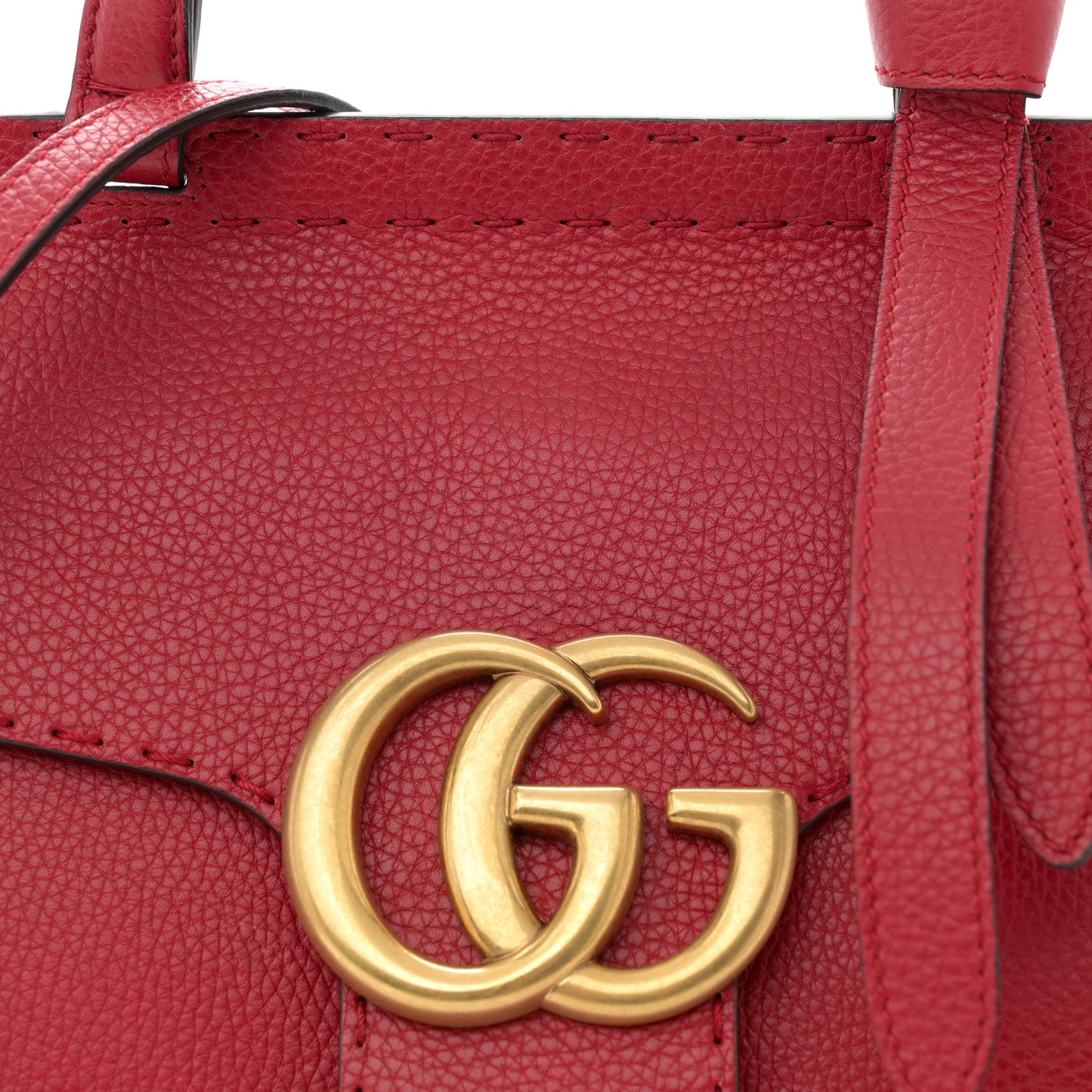 Calfskin Small GG Marmont Top Handle Bag Vulcanic Red