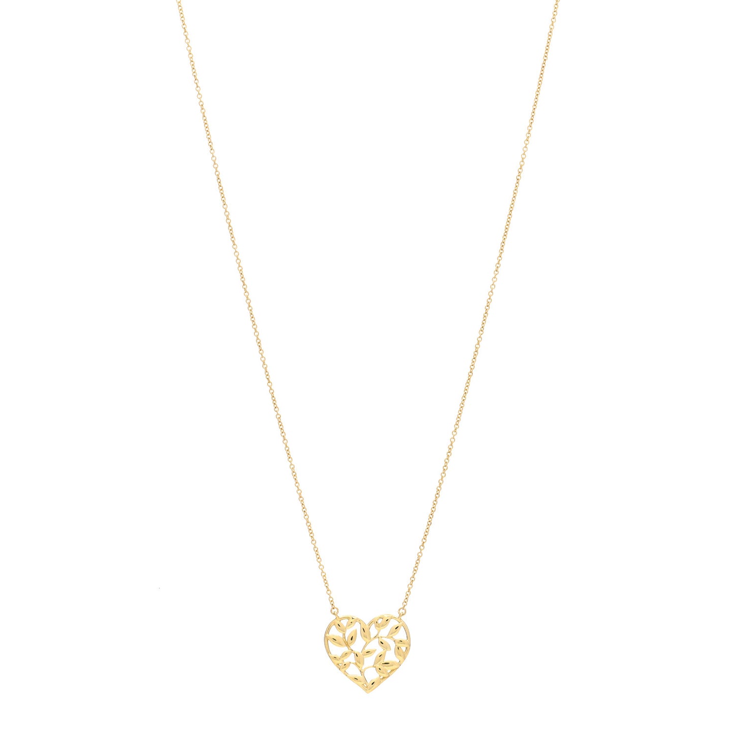 18K Yellow Gold Paloma Picasso Olive Leaf Heart Pendant Necklace