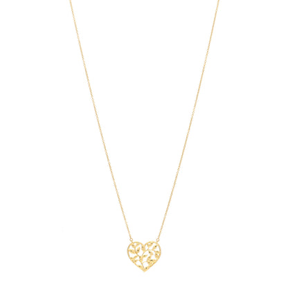 Tiffany 18K Yellow Gold Paloma Picasso Olive Leaf Heart Pendant Necklace 1 of 5