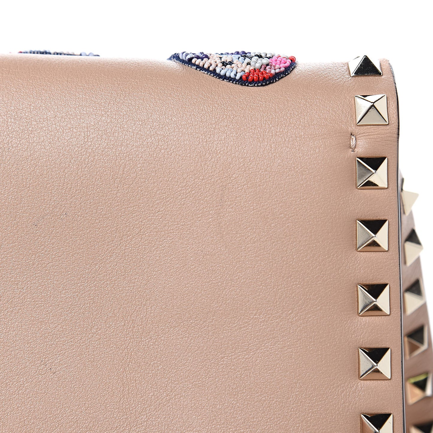 Calfskin Butterfly Embroidered Medium Rockstud Flip Lock Crossbody Bag Skin Sorbet