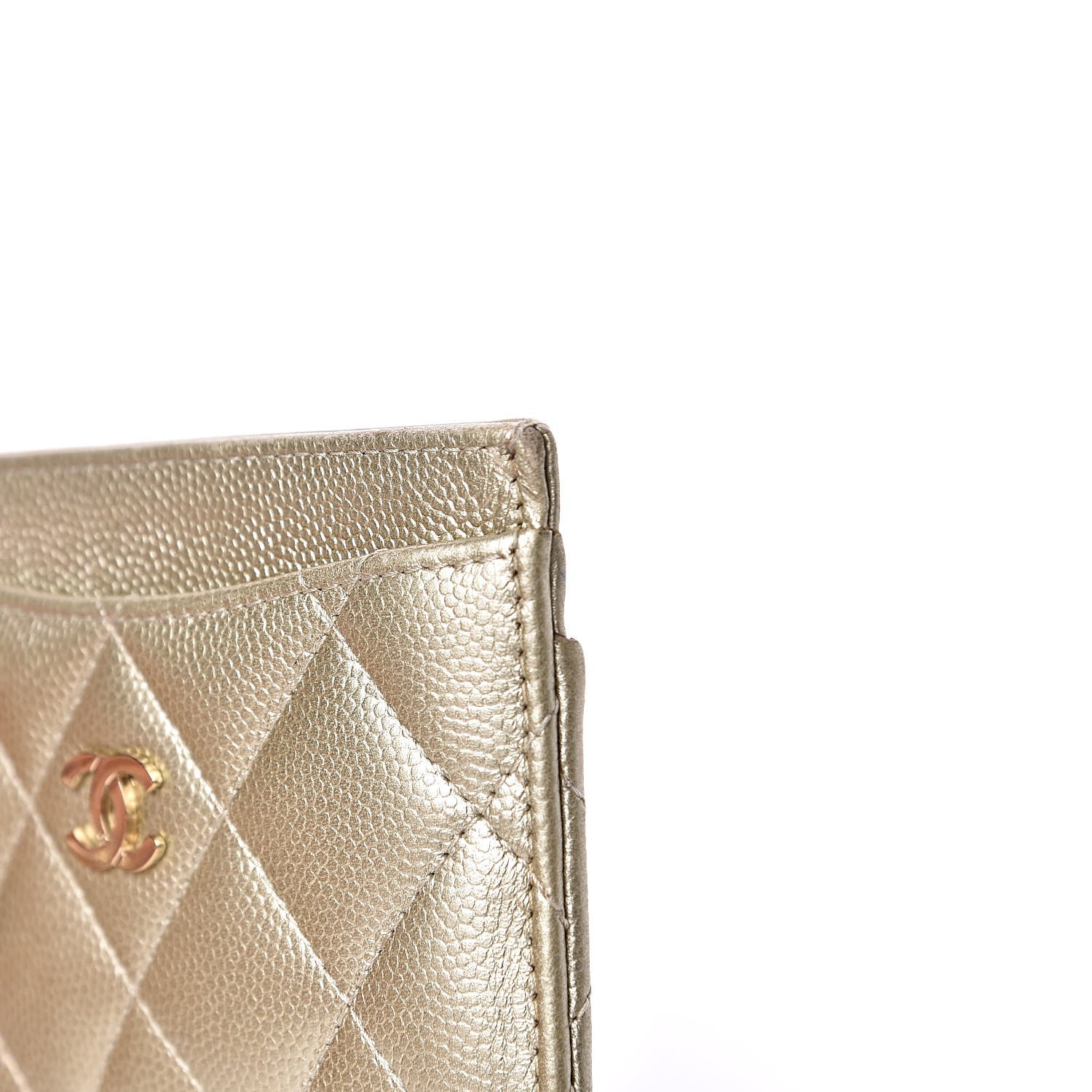 Chanel Metallic Caviar Quilted Card Holder Light Gold 10 of 12