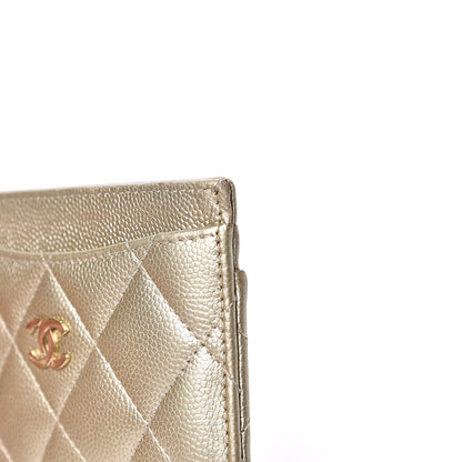 Chanel Metallic Caviar Quilted Card Holder Light Gold 10 of 12