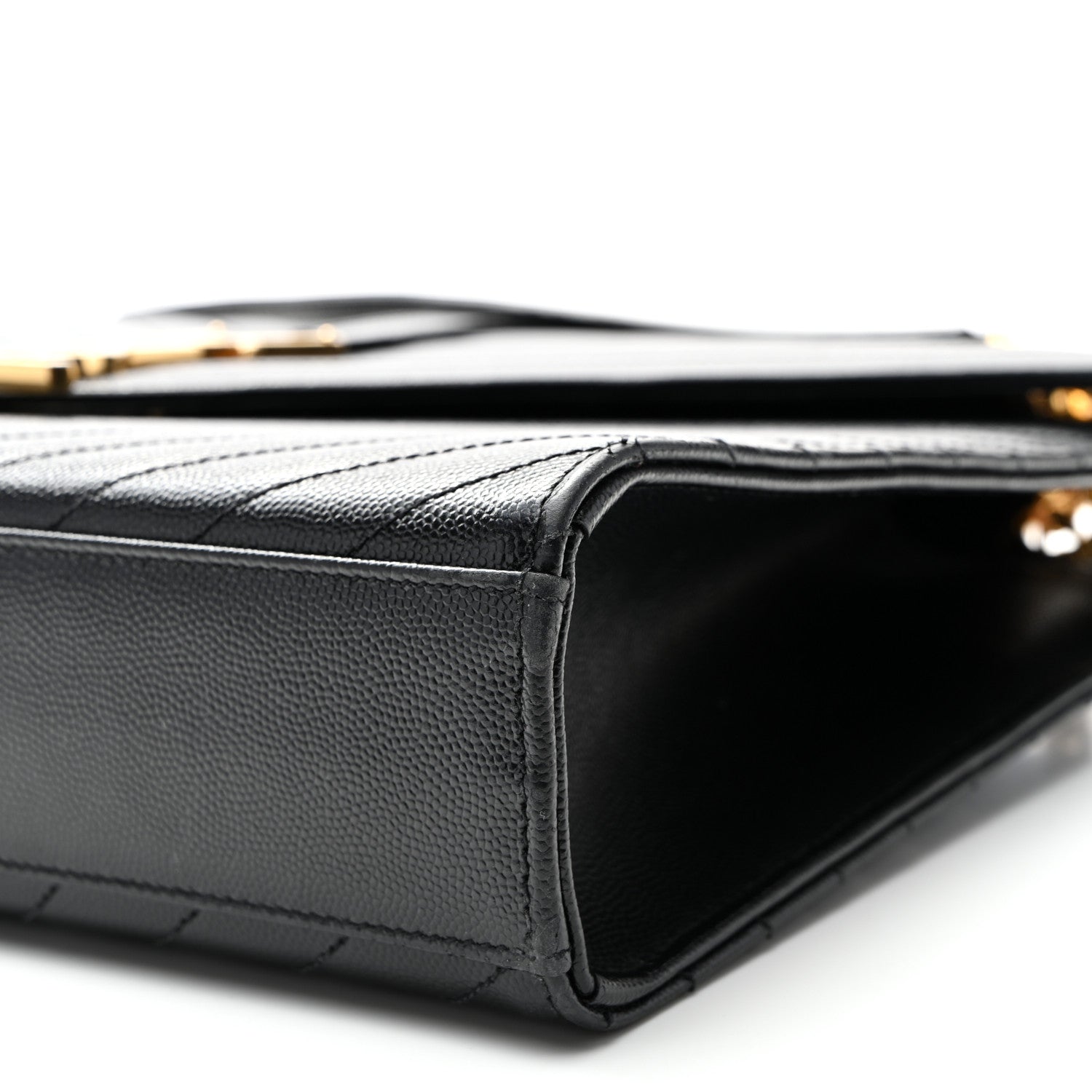 Saint Laurent Grain De Poudre Matelasse Chevron Large Monogram Satchel Black 9 of 9