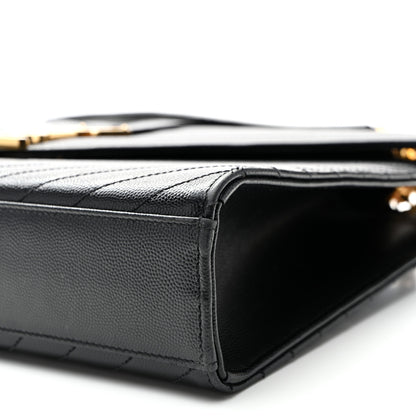 Saint Laurent Grain De Poudre Matelasse Chevron Large Monogram Satchel Black 9 of 9
