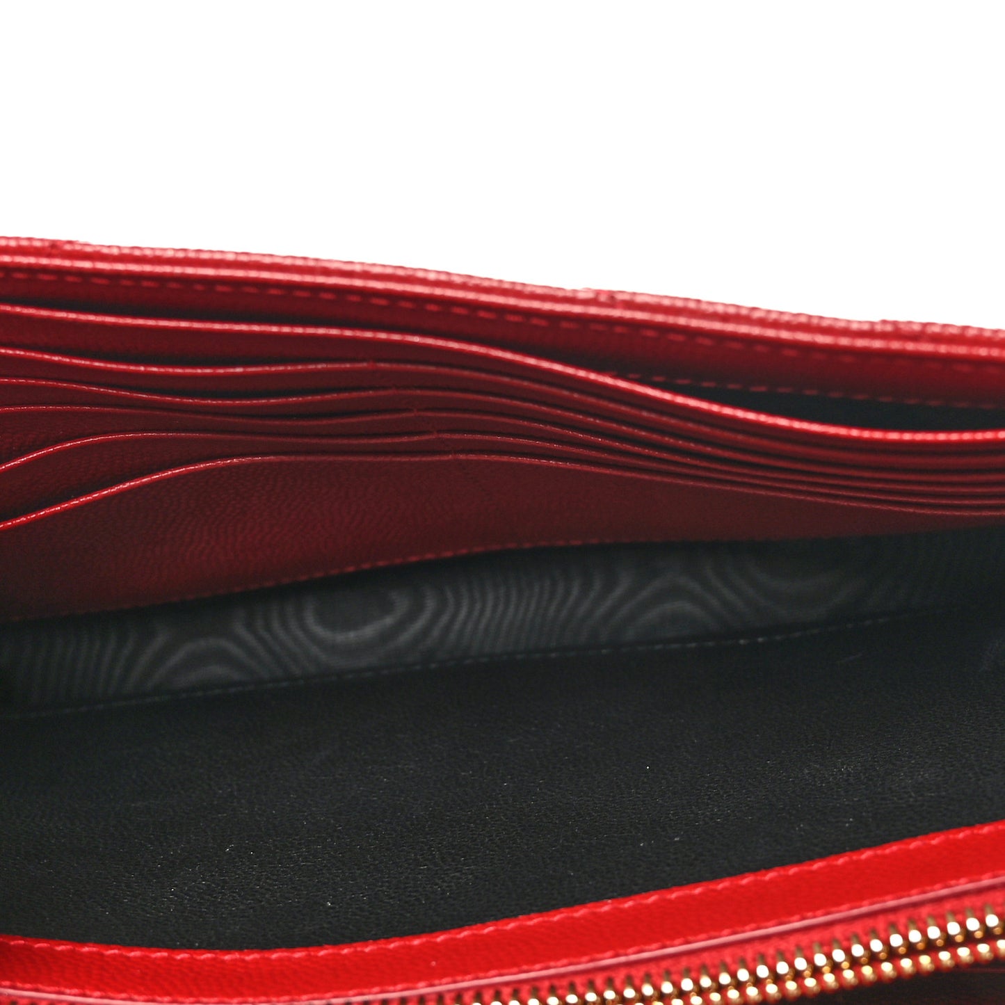 Grain De Poudre Matelasse Chevron Monogram Chain Wallet Rouge Eros