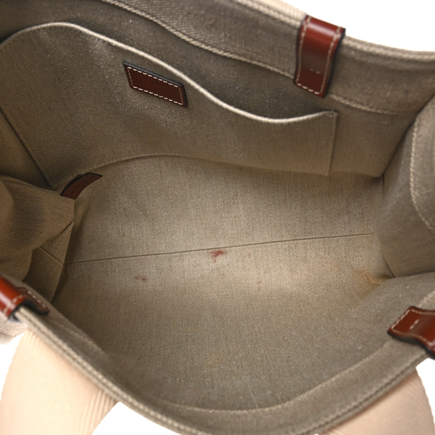 Chloe Linen Calfskin Medium Woody Ribbon Tote White Brown 5 of 10