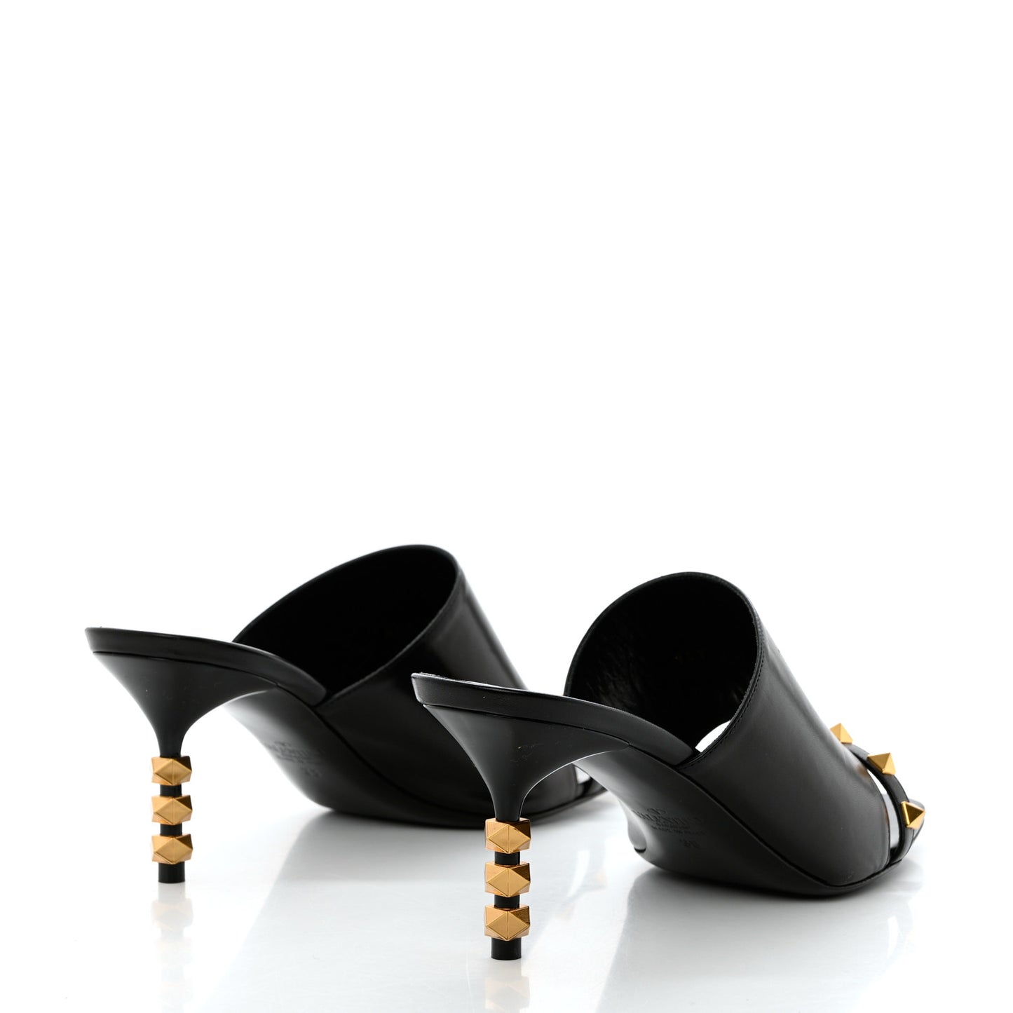 Nappa Rockstud Tower Heel Mules 38 Black