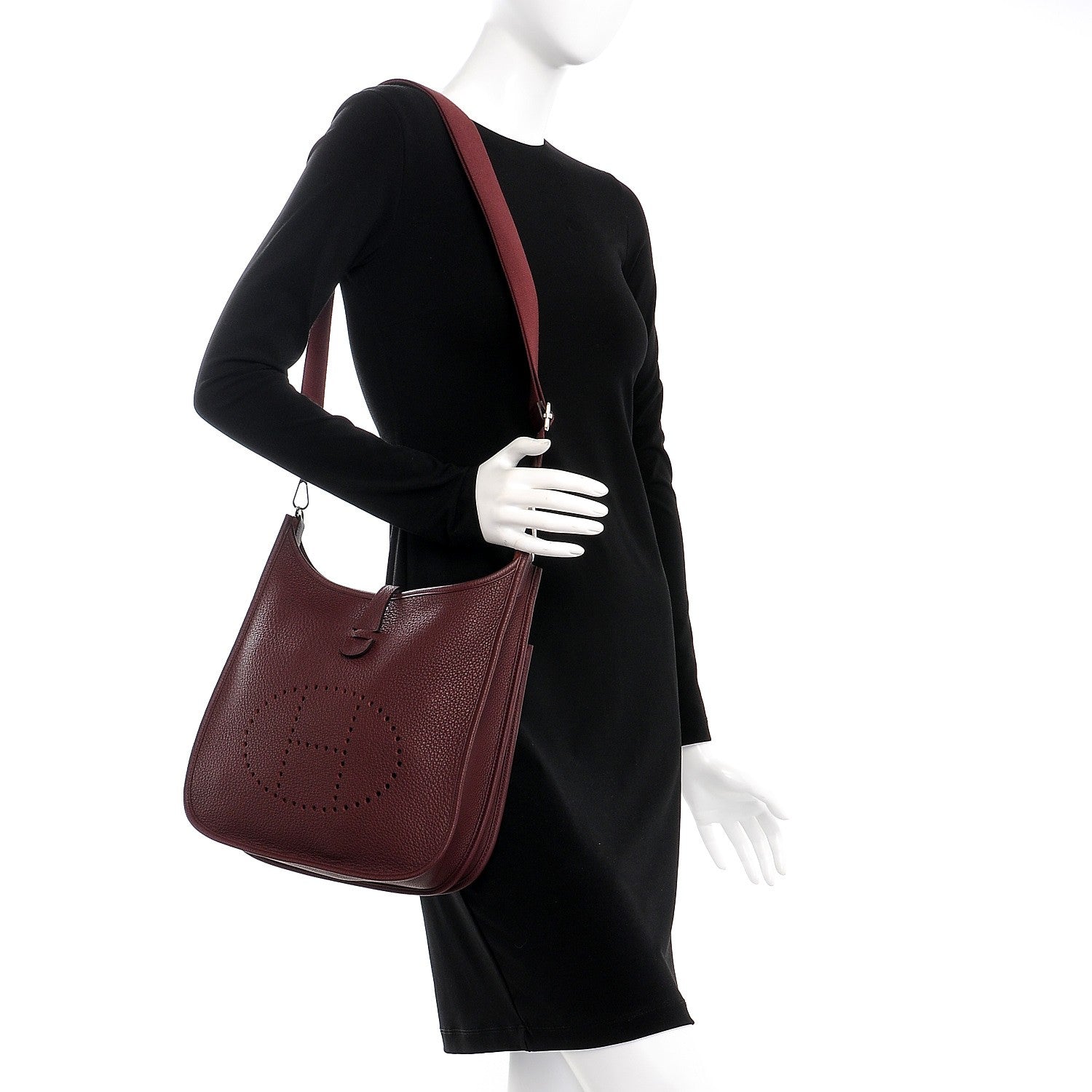 Hermes Taurillon Clemence Evelyne III PM Bordeaux 2 of 8