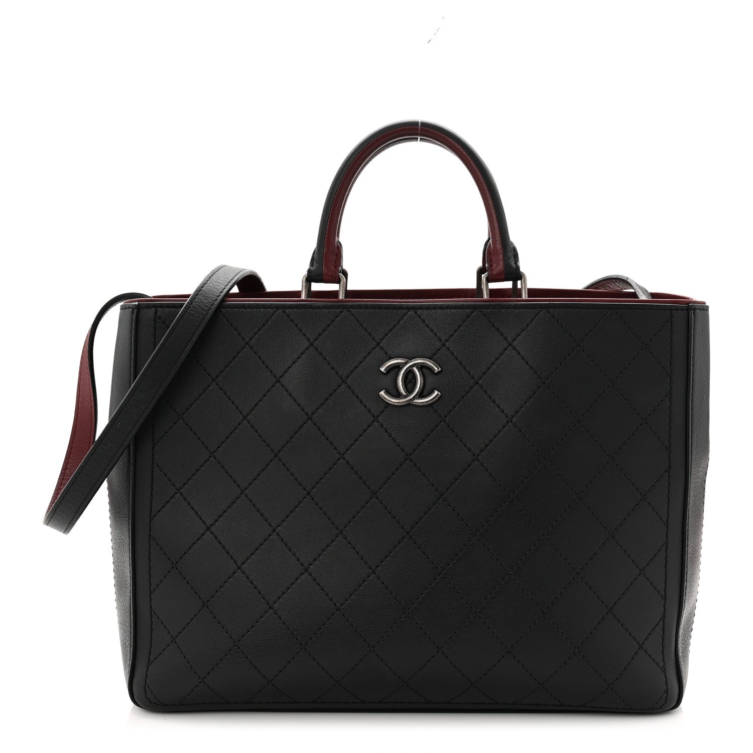 Chanel Bullskin Stitched Bi-Color Large Shopping Black 1 of 11