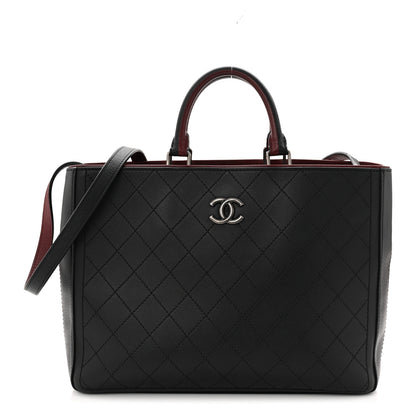 Chanel Bullskin Stitched Bi-Color Large Shopping Black 1 of 11