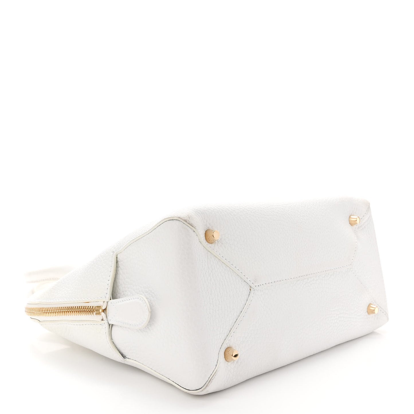 London Grainy Calfskin Small Greenwood Bowling Bag White