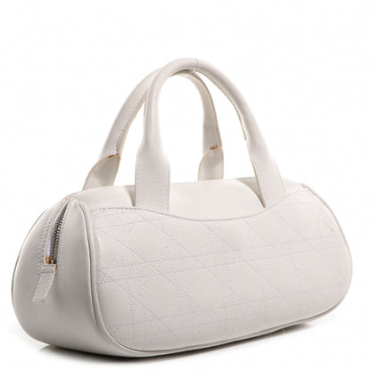 Christian Dior Cervo Deerskin Cannage Stitched Boston White 3 of 8