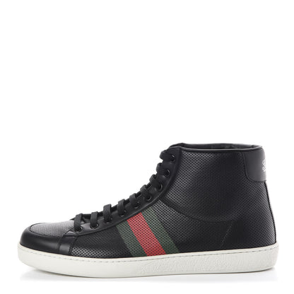 Gucci Calfskin Mens Web High Top Sneakers 12 Black 1 of 7