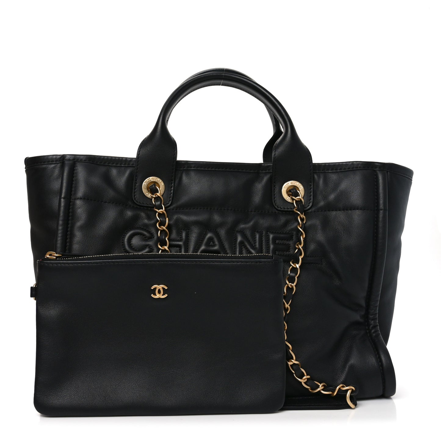 Calfskin Small Deauville Tote Black