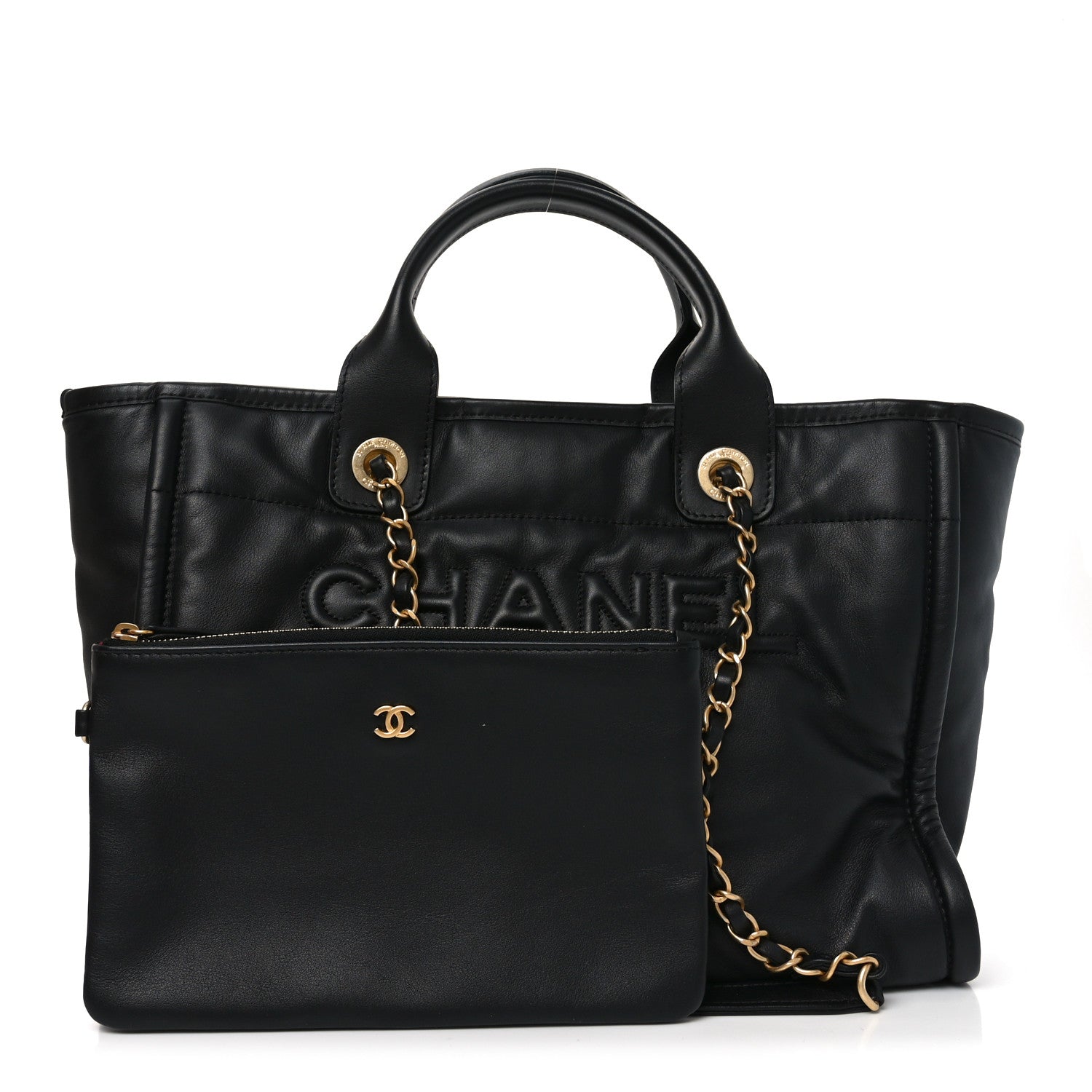 Chanel Calfskin Small Deauville Tote Black 3 of 11