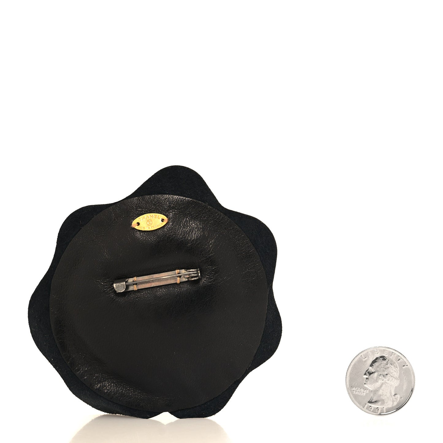 Calfskin Flower Brooch Brown Black