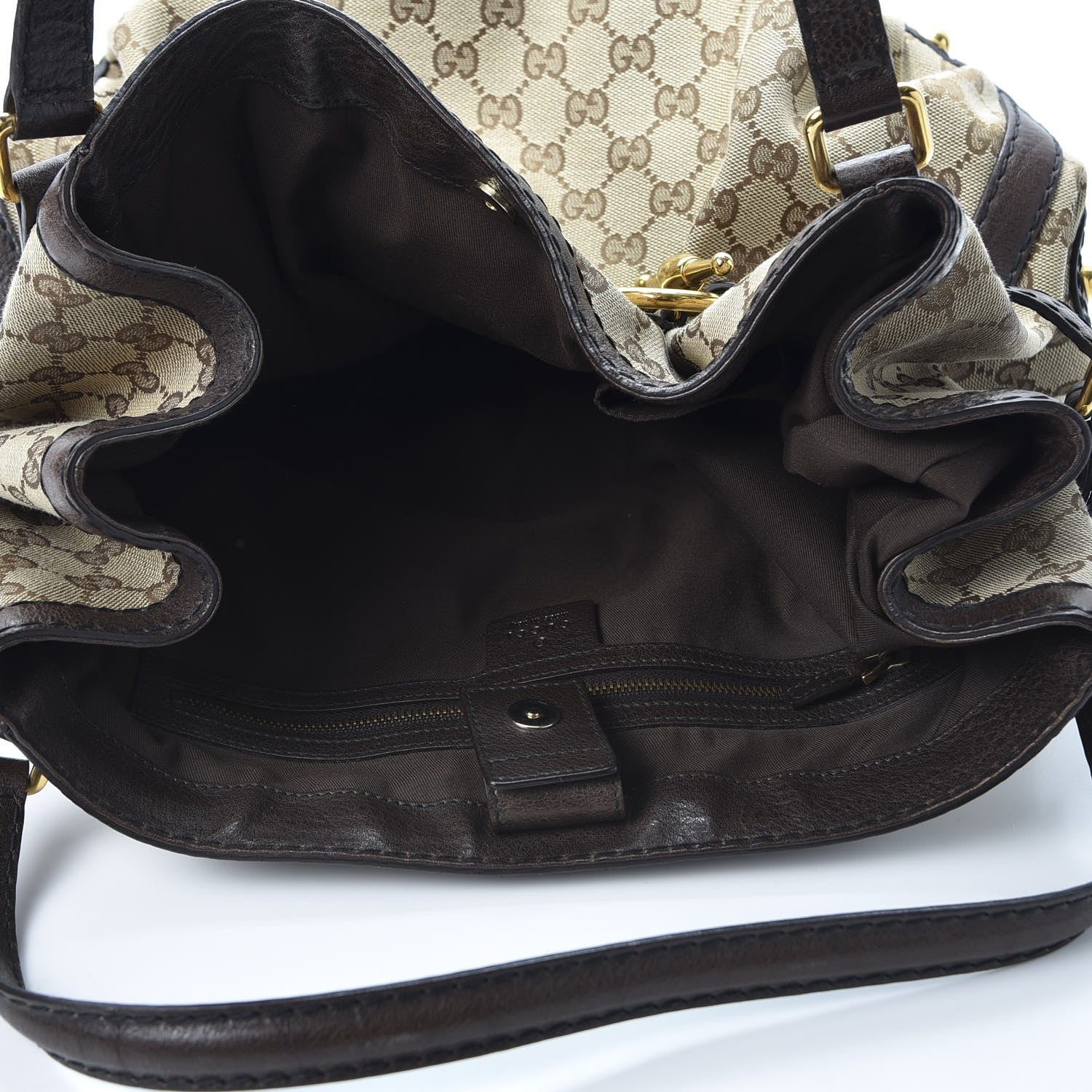 Gucci Monogram Medium Jockey Tote Dark Brown 4 of 9