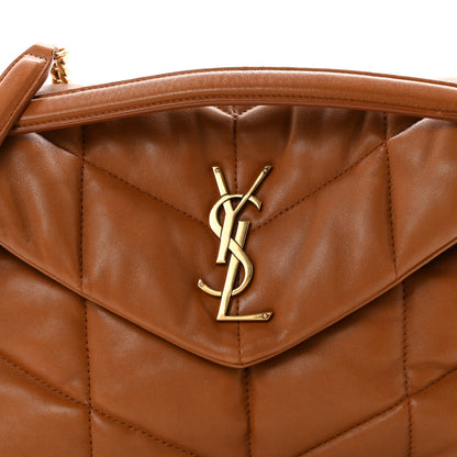 Saint Laurent Lambskin Quilted Small Loulou Puffer Monogram Chain Satchel Dark Dark Honey 8 of 10