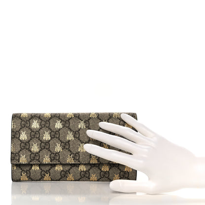 Gucci GG Supreme Monogram Bees Continental Wallet Beige Oro Black 2 of 10