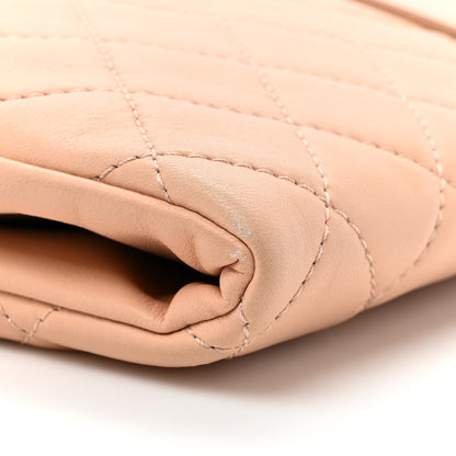 Chanel Lambskin Quilted Grip Clutch Nude 14 of 15