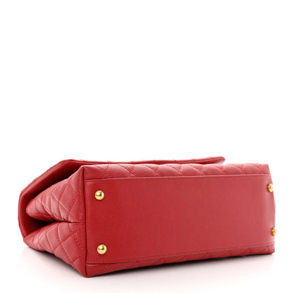 Chanel Caviar Quilted Small Coco Handle Flap Red 4 of 10
