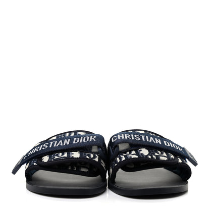 Christian Dior Nylon Oblique Dio(r)evolution Slide Sandals 41 Deep Blue 2 of 7