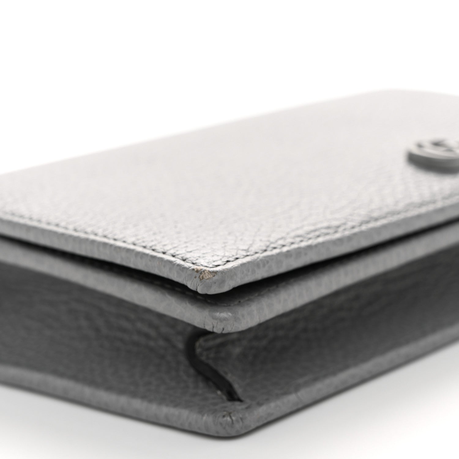 Gucci Dollar Calfskin Enamel Monochrome Mini GG Marmont Chain Wallet Deep Grey 8 of 10