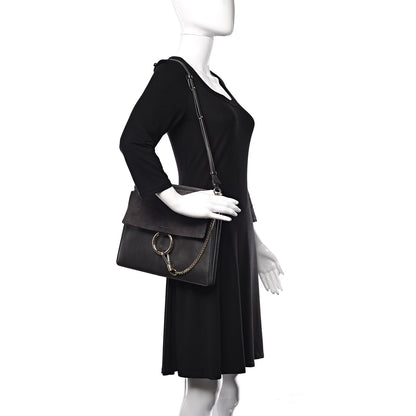 Chloe Suede Calfskin Medium Faye Shoulder Bag Carbon Grey 2 of 10