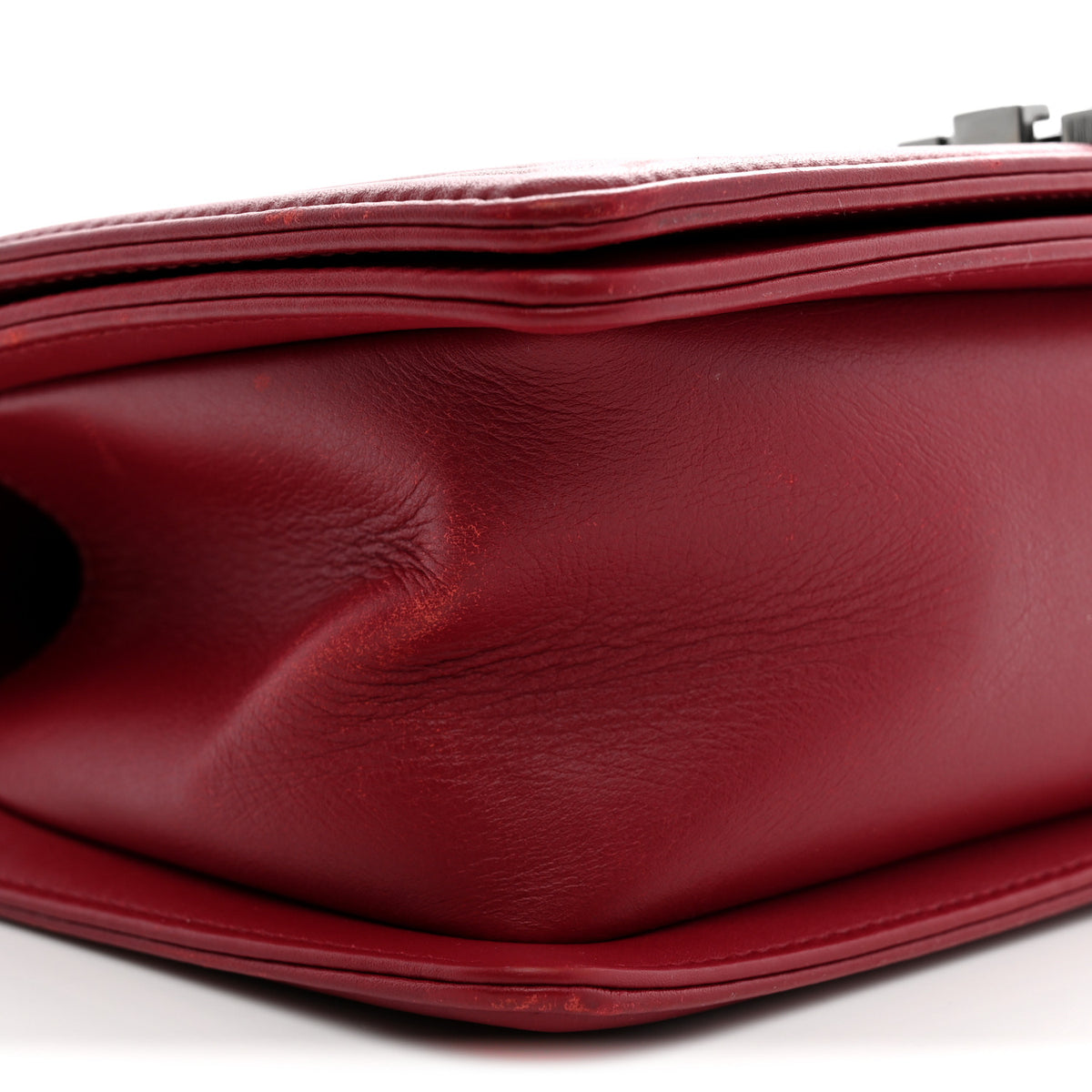 Calfskin Embroidered Chevron Medium Boy Flap Dark Red