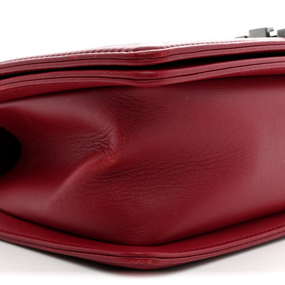 Chanel Calfskin Embroidered Chevron Medium Boy Flap Dark Red 9 of 11