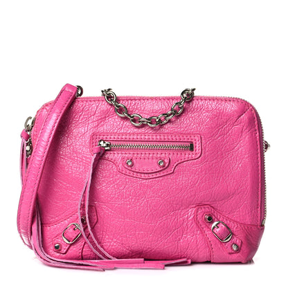 Balenciaga Agneau Arena Classic Silver Hardware Pouch With A Chain Crossbody Rose Flamingo 1 of 11
