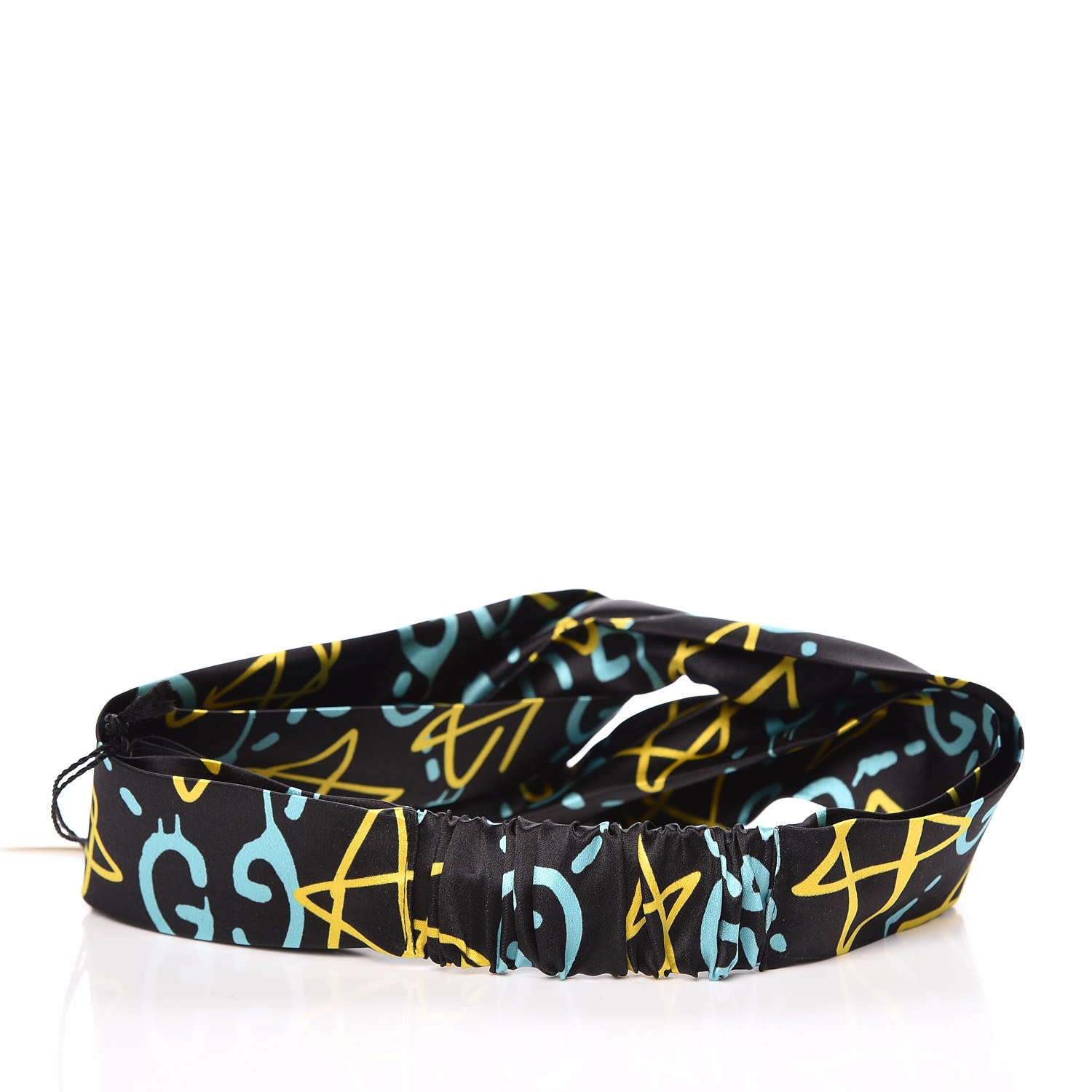 Gucci Silk GucciGhost Stars Print Duchesse Headband Black Sky Blue 3 of 5