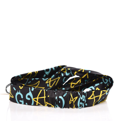 Gucci Silk GucciGhost Stars Print Duchesse Headband Black Sky Blue 3 of 5