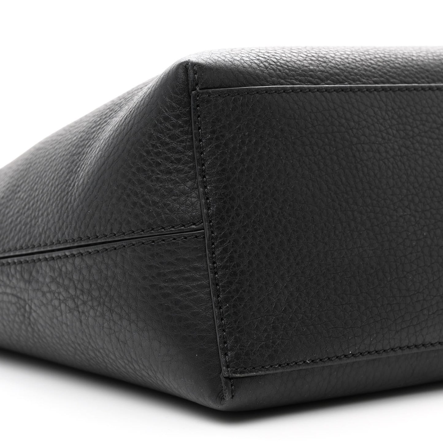 Grained Calfskin Rockstud Shoulder Tote Black