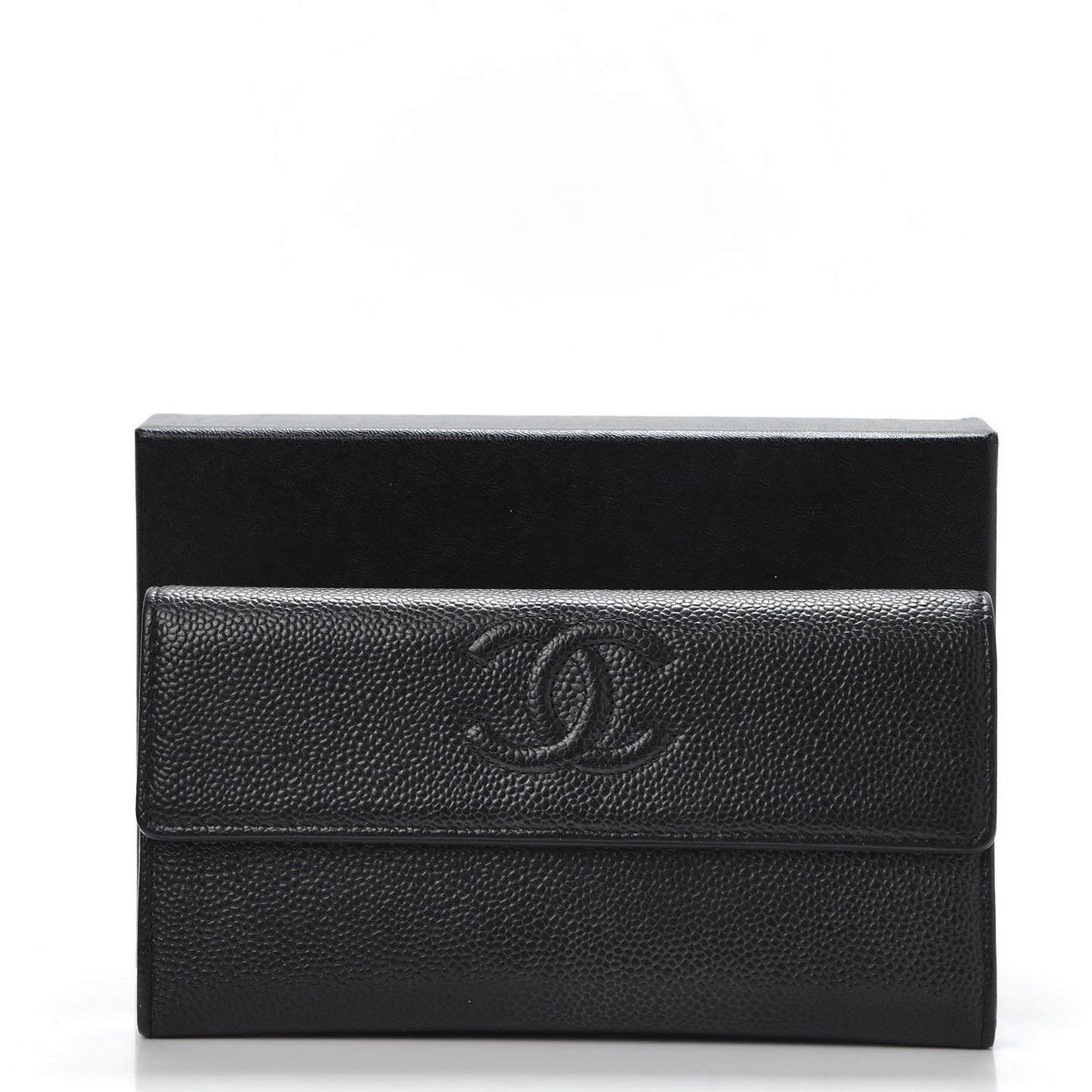 Caviar Timeless CC Large Gusset Flap Wallet Black