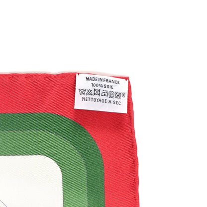 Hermes Silk Coaching Forever Scarf 90 Rouge Vert White 3 of 4