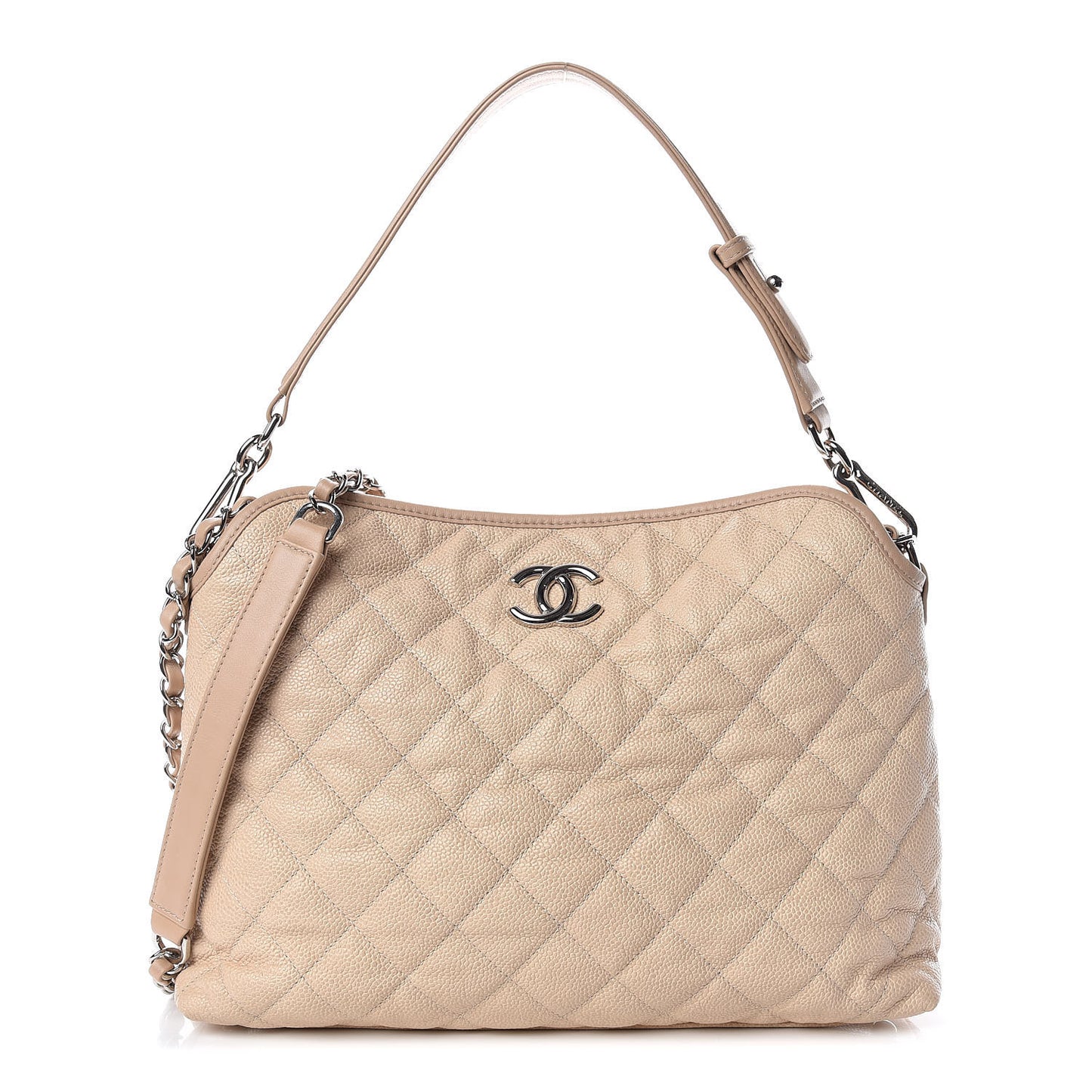 Caviar Quilted French Riviera Hobo Beige