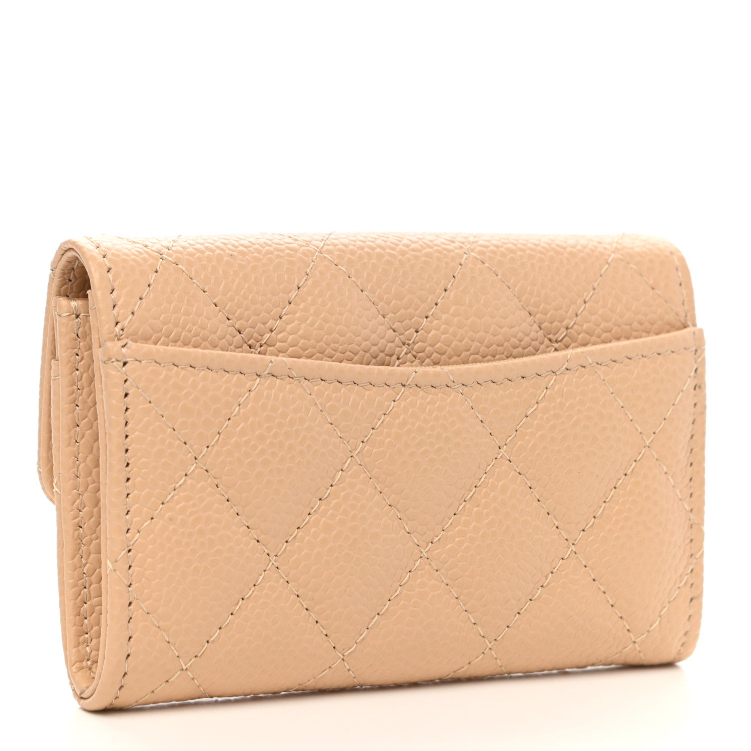 Chanel Caviar Quilted Flap Card Holder Wallet Beige 3 of 8