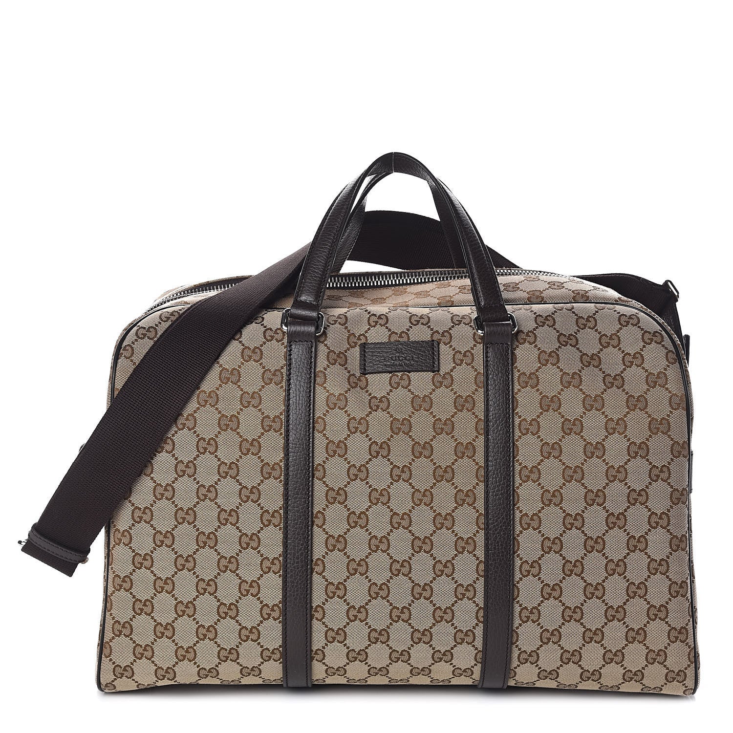 Gucci Monogram Dollar Calfskin Boston Duffle Bag Beige Ebony Testa di Moro Marrone Scuro 1 of 10