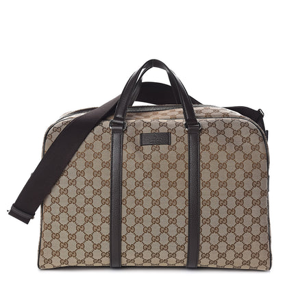 Gucci Monogram Dollar Calfskin Boston Duffle Bag Beige Ebony Testa di Moro Marrone Scuro 1 of 10